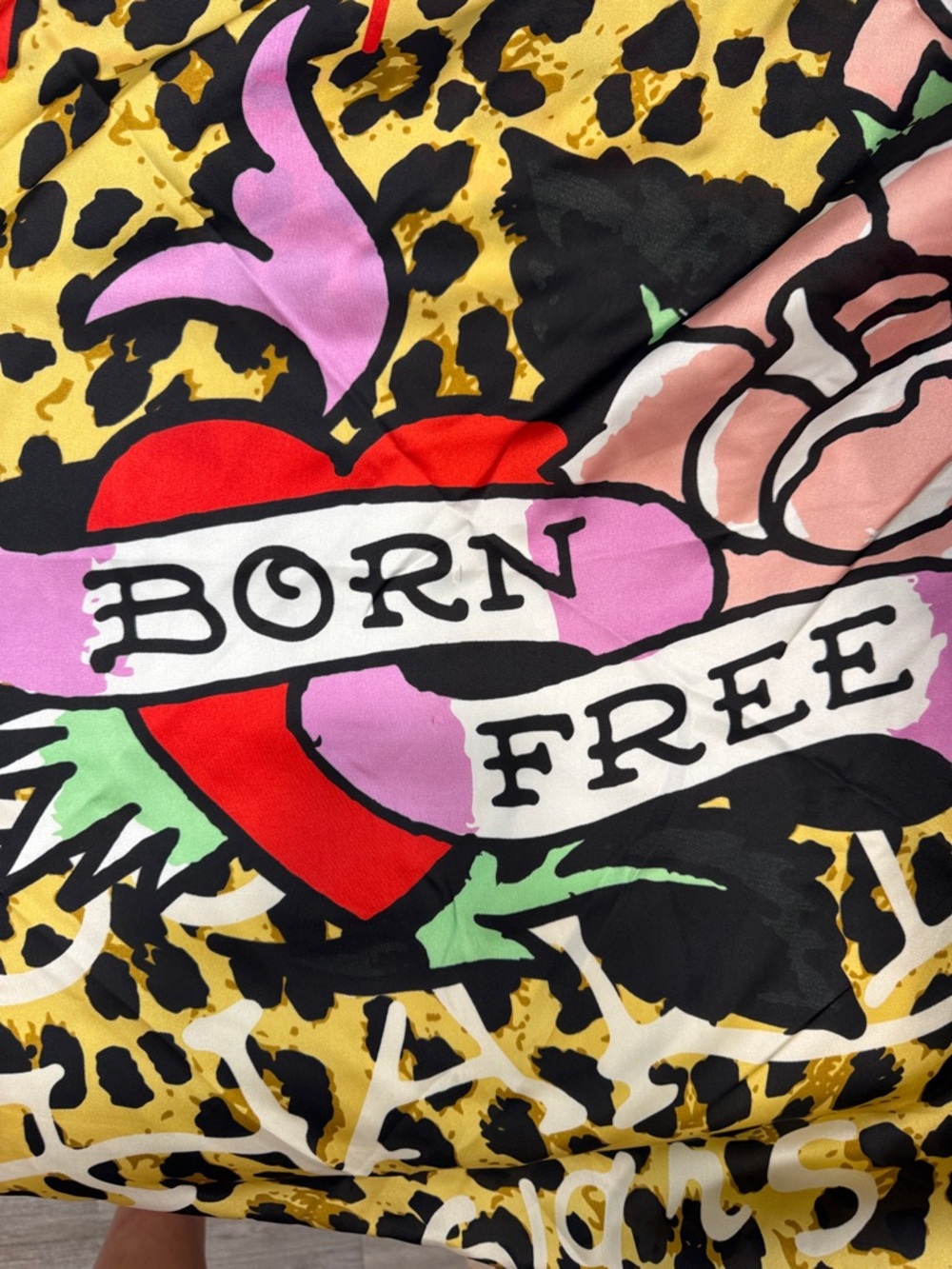 Philipp Plein Yellow Black Leopard-Print Silk Scarf